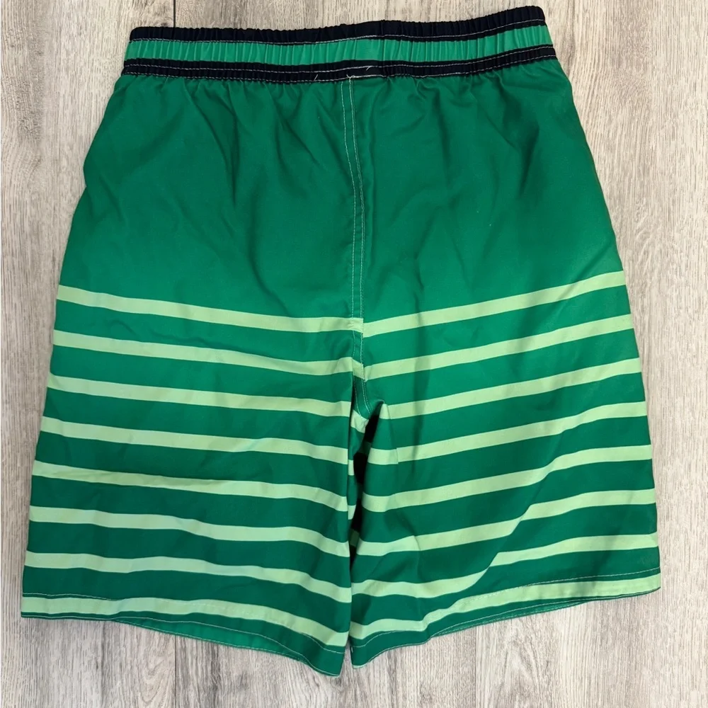 Vibrant Green and Black Minecraft  Swim Trunks with Pixelated Design size 10/12